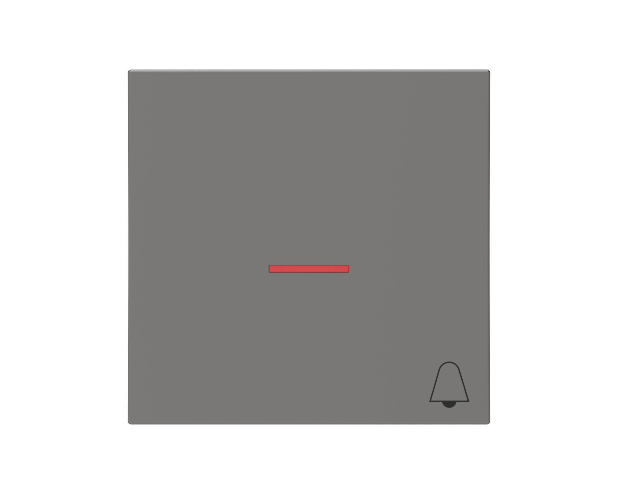 Eslohe Flächenwippe mit Linse rot und Symbol Klingel titan silber, Bedruckung schwarz