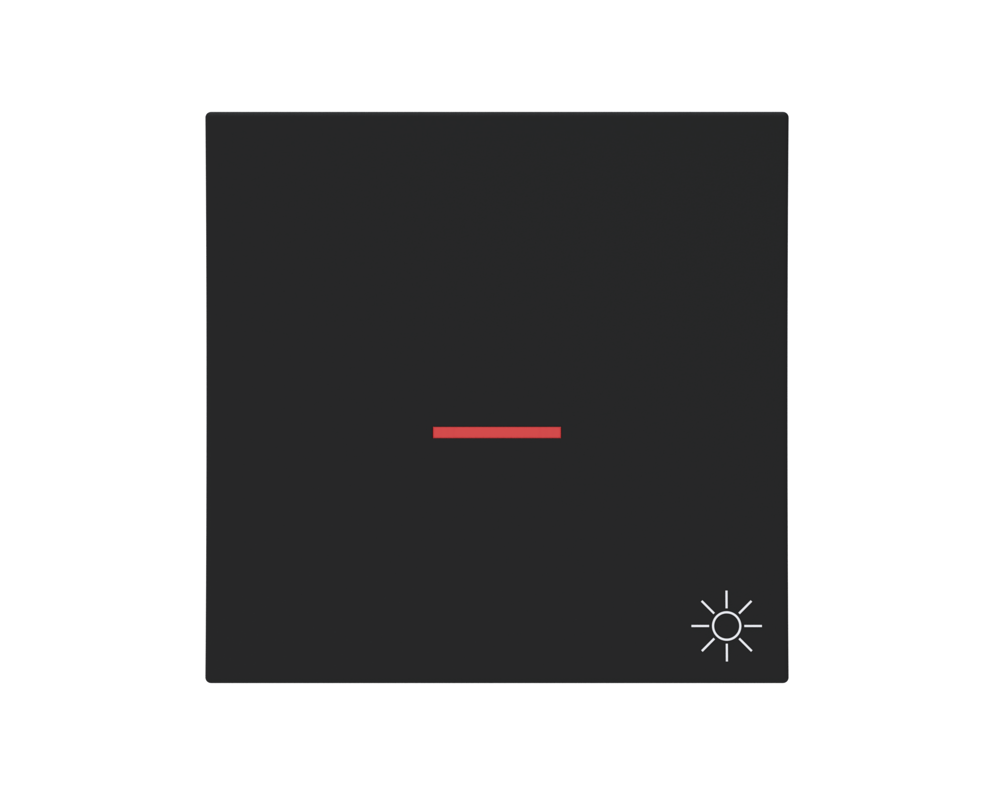 Eslohe Flächenwippe mit Linse rot und Symbol Licht soft-touch schwarz, Bedruckung weiß