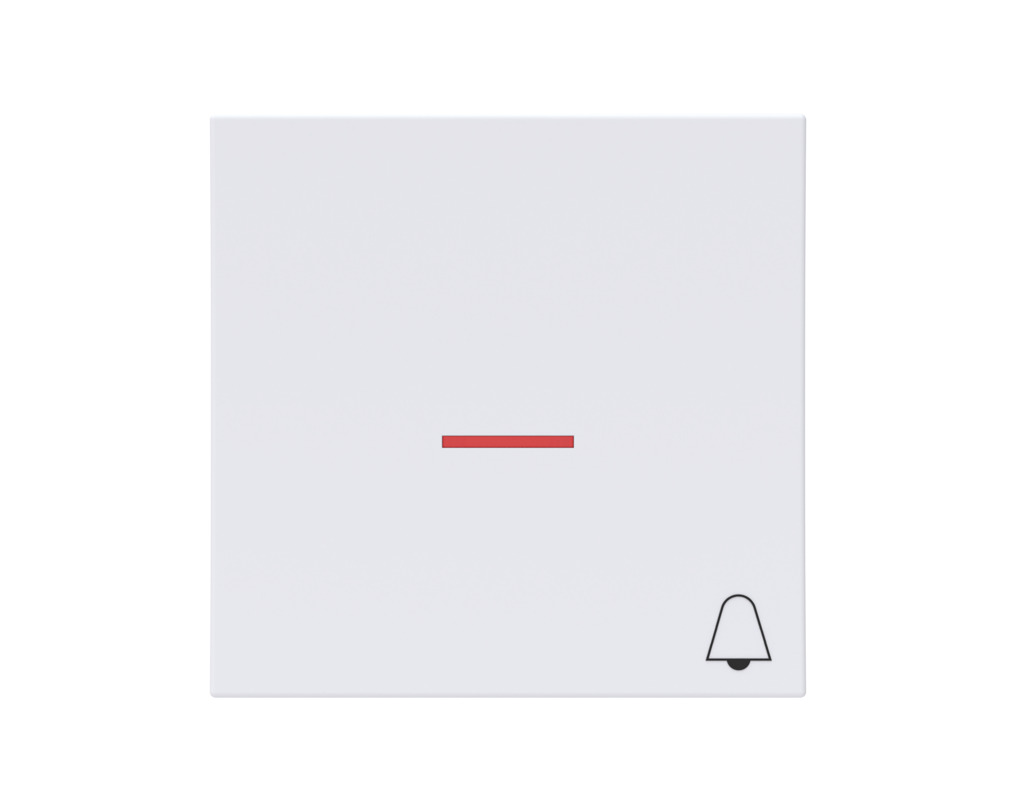 Eslohe Flächenwippe mit Linse rot und Symbol Klingel ultraweiß, Bedruckung schwarz