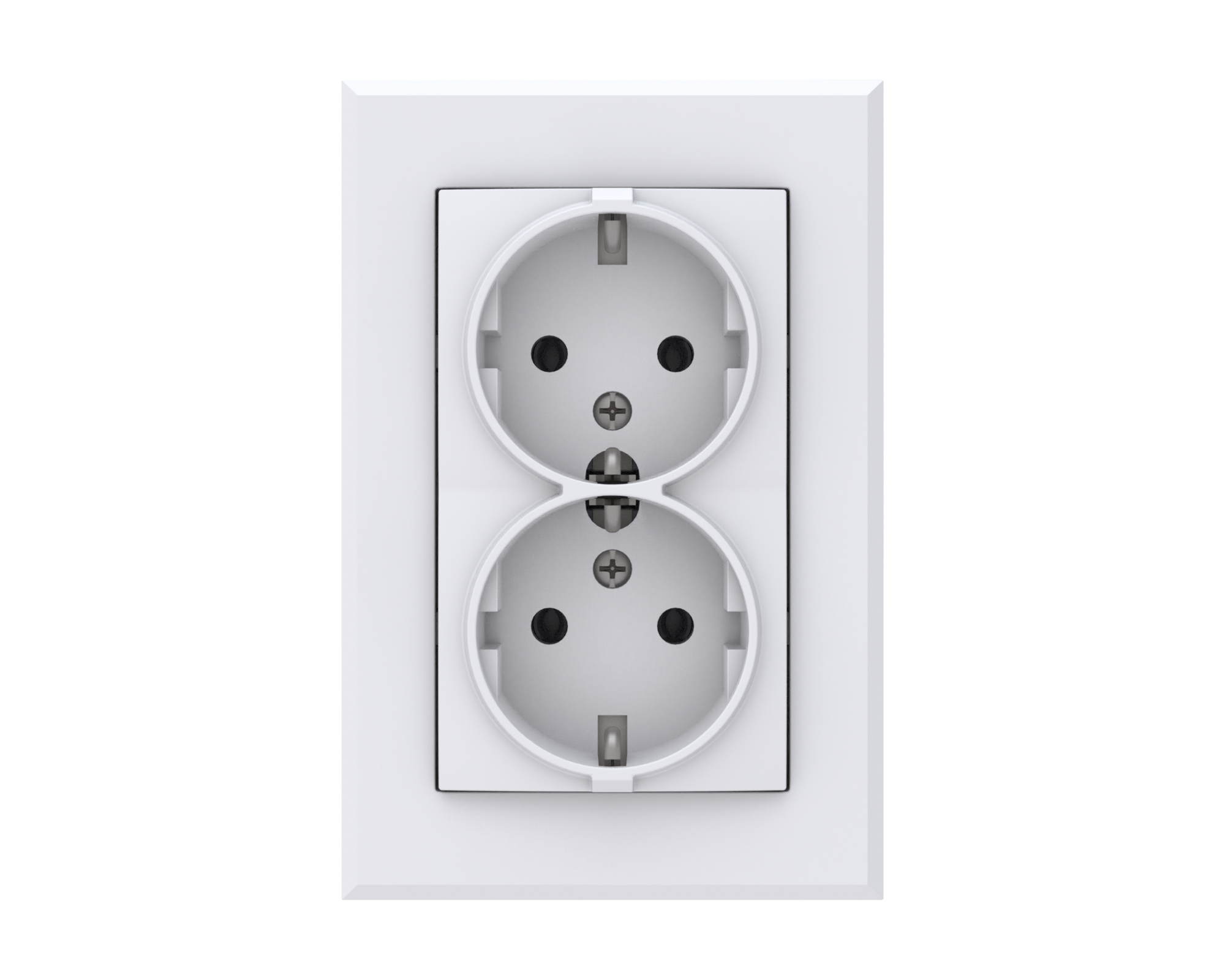 Schuko-Doppelsteckdose Rüthen m.Shutter ultraweiß, 2-polig + PE, 10/16A, 250V~