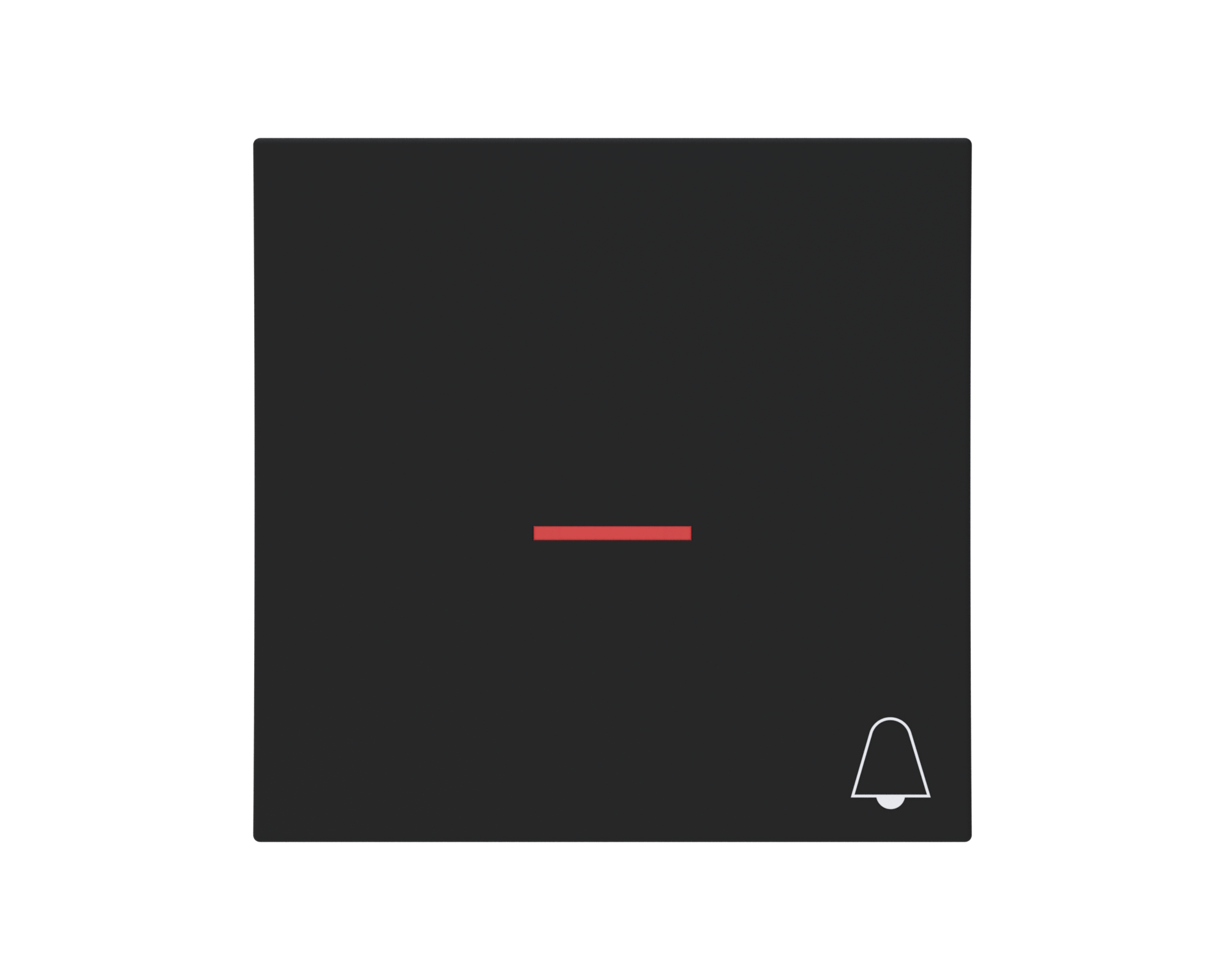 Eslohe Flächenwiippe mit Linse rot und Symbol Klingel soft-touch schwarz, Bedruckung weiß