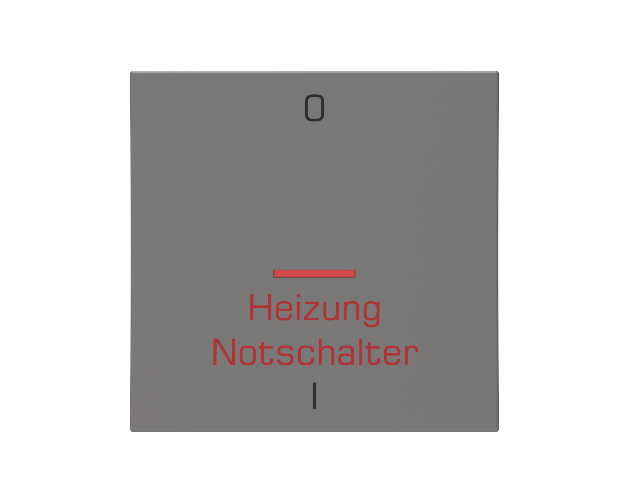 Eslohe Flächenwippe "Heizung Notschalter" mit Linse rot und Symbol 0 + I titan silber