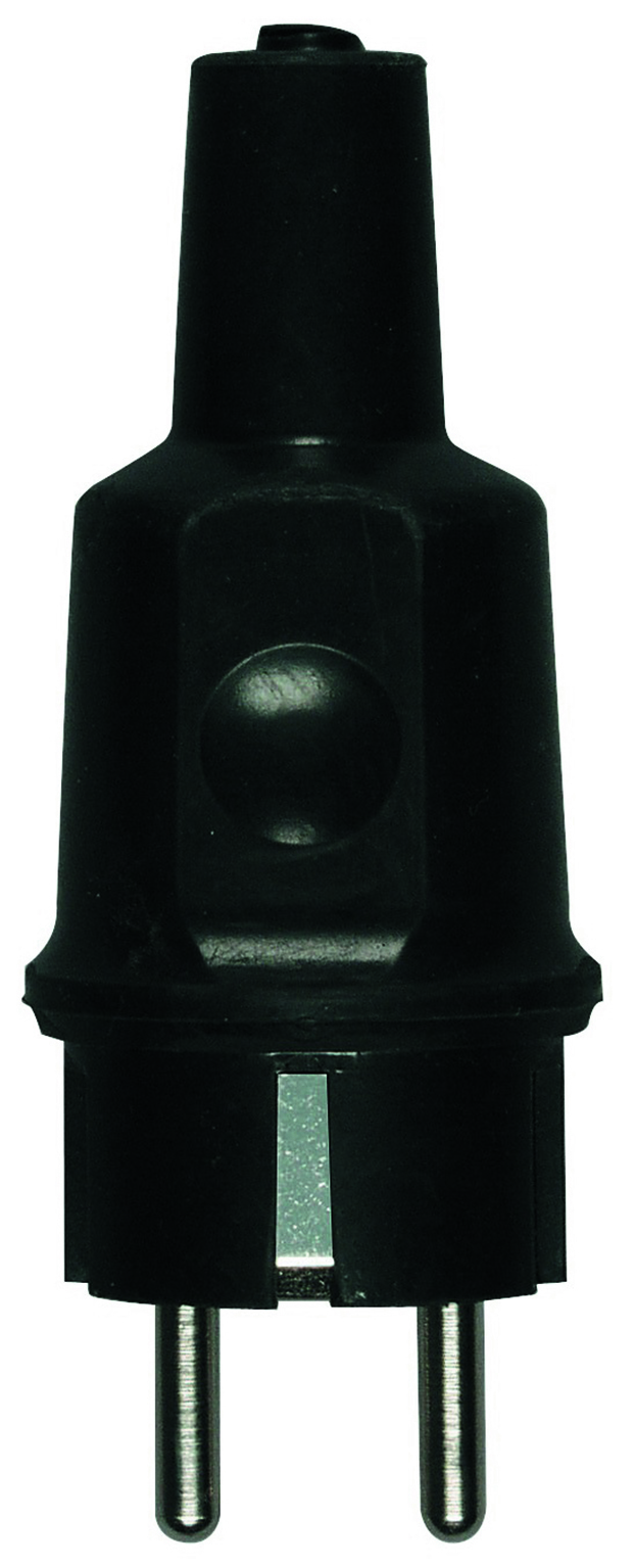 Gummi-Stecker, mit 2 Schutzkontaktsystemen, Industrieausführung, schwarz