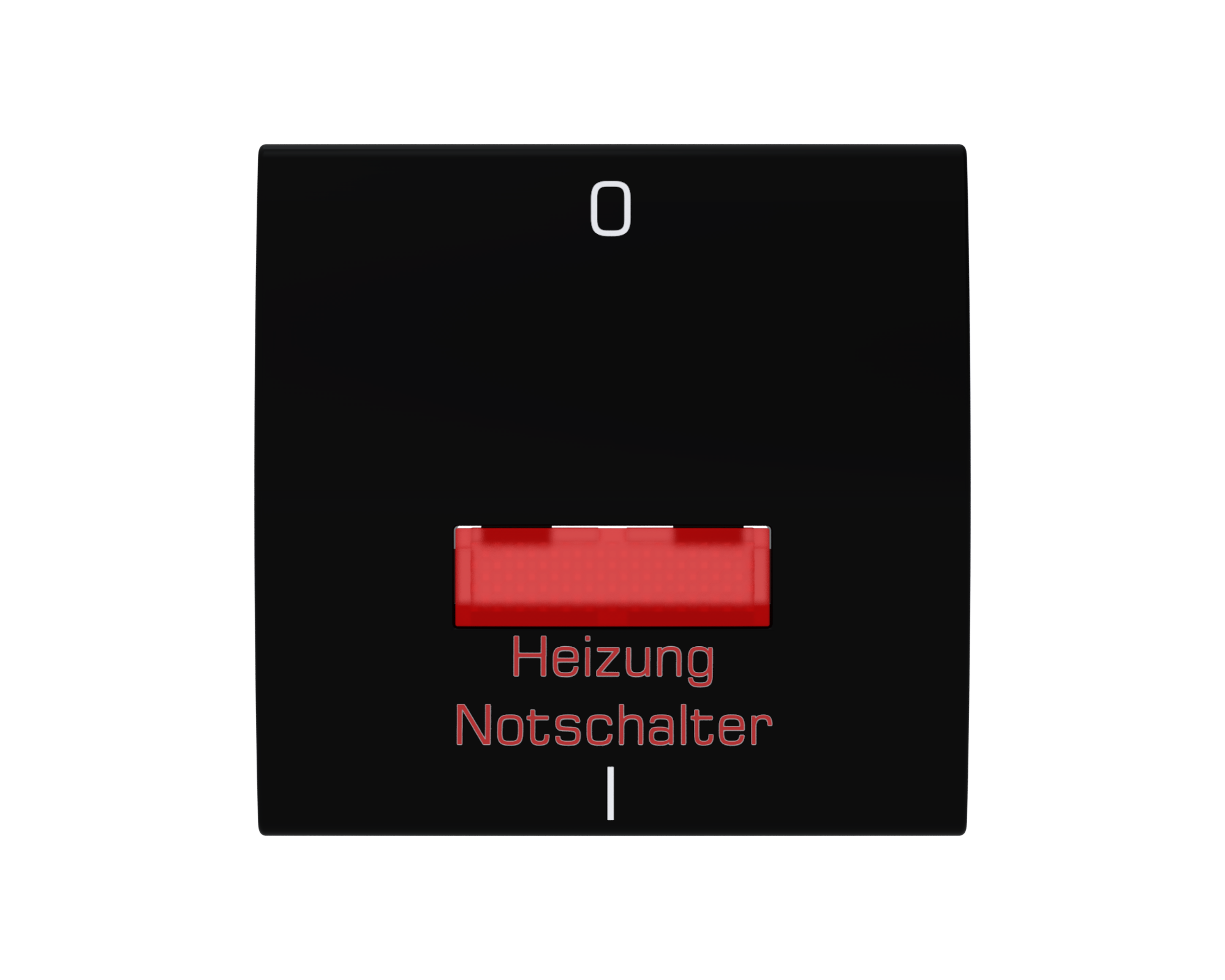 Rüthen Flächenwippe "Heizung Notschalter" mit Linse rot und Symbol 0 + I schwarz