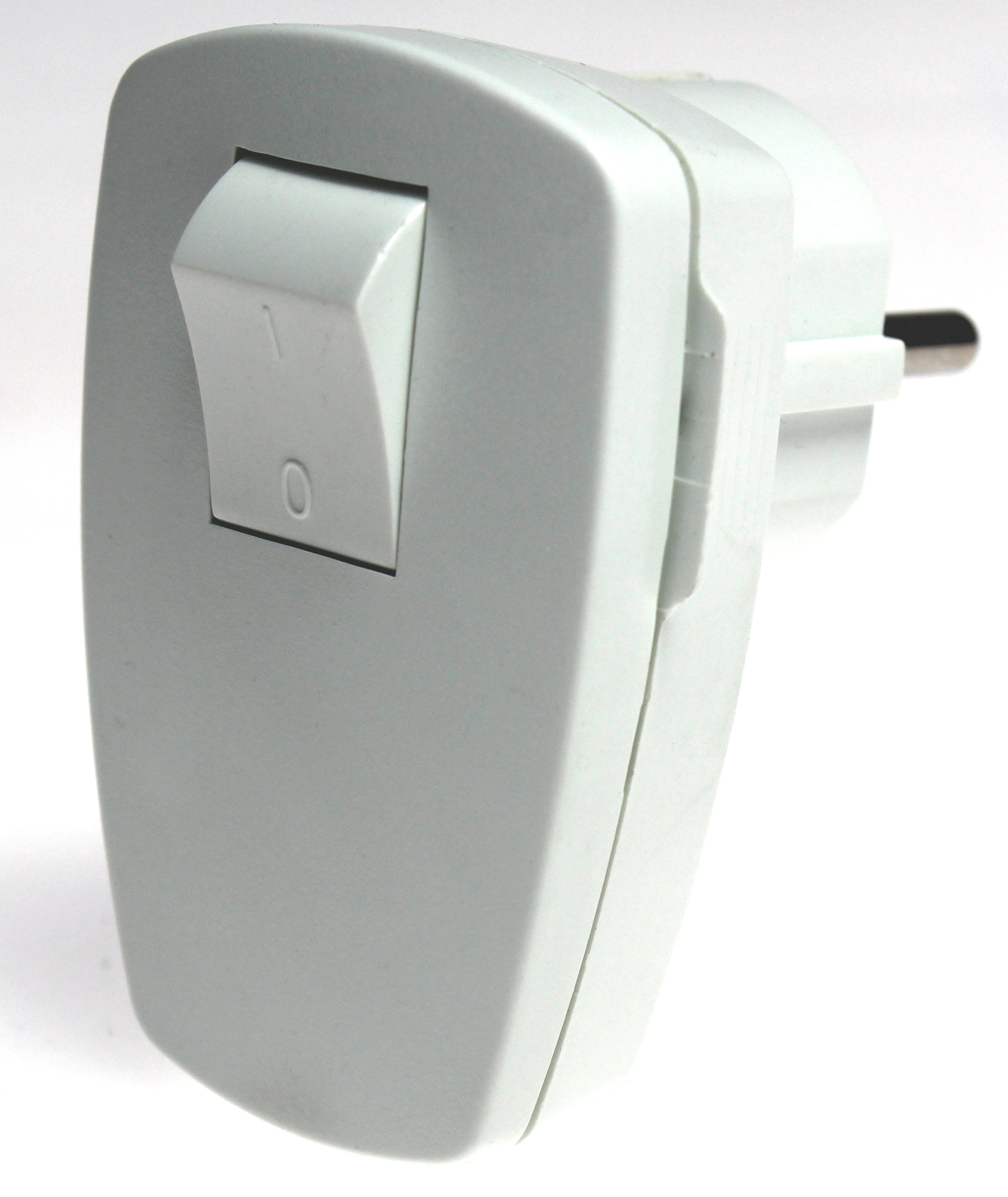 Schutzkontakt-Winkelstecker, Thermoplast,  mit Schalter- ohne Beleuchtung, ultraweiß