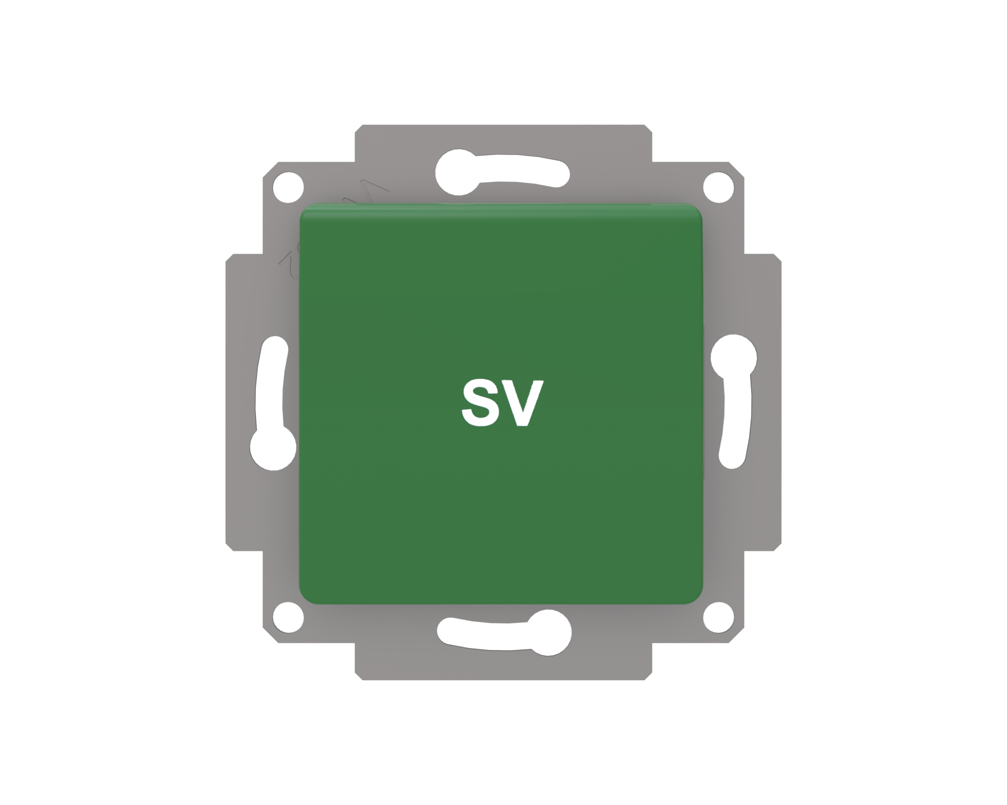 Schuko-Steckdose Rüthen m.Klappdeckel grün, mit Bedruckung SV