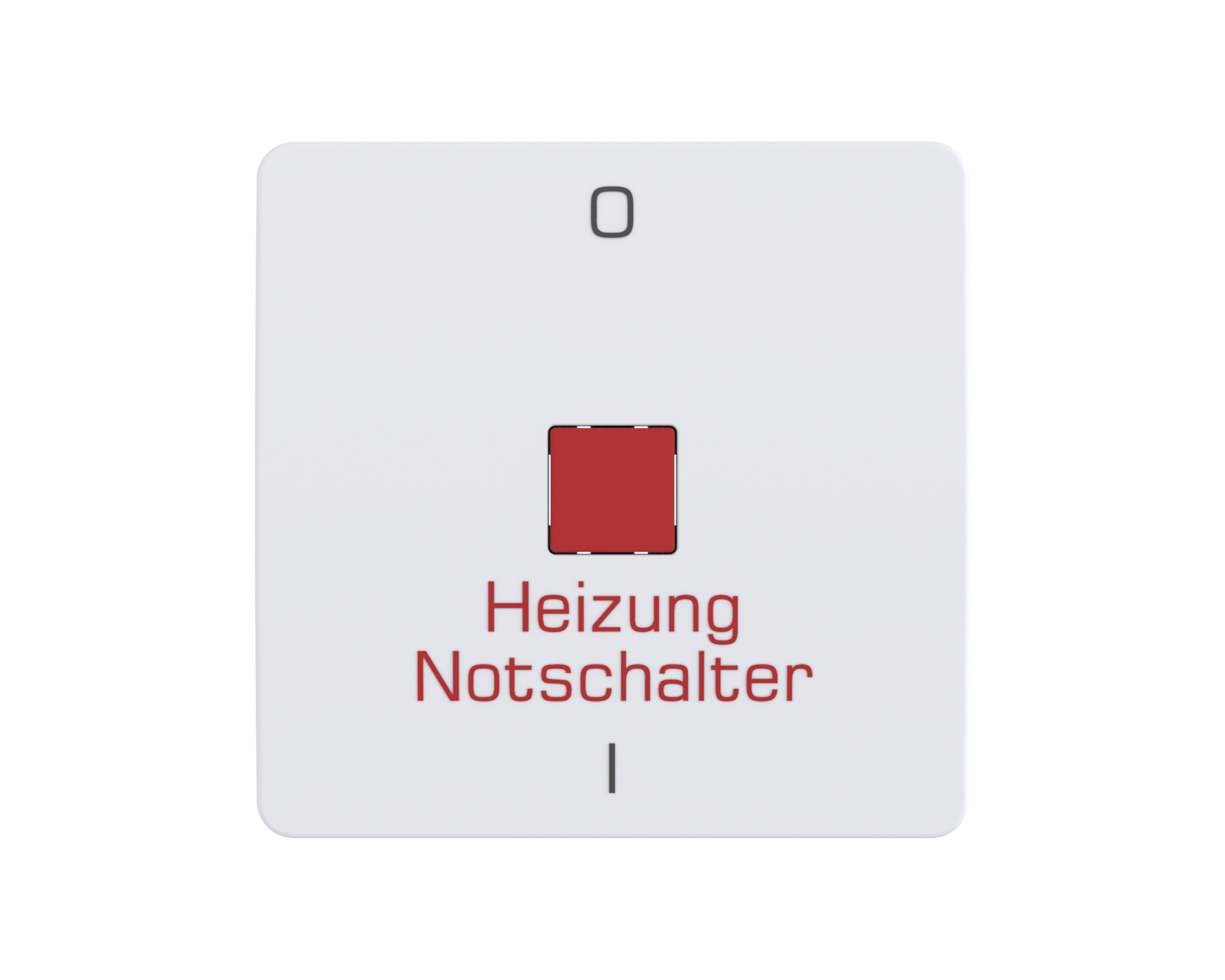 Evingsen Flächenwippe "Heizung Notschalter" mit Linse rot und Symbol 0 + I ultraweiß